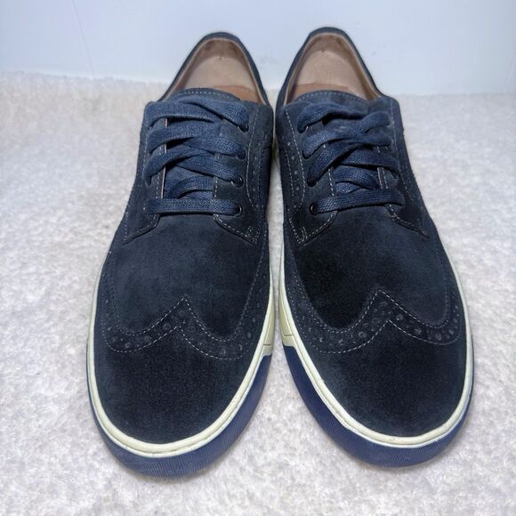 Johnston Murphy Elliston Wingtip Blue Suede Sneakers w/ Brogue Detailing Men 9.5 - Picture 3 of 8